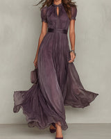 Ashley | Vintage Elegantes Chiffon Maxikleid in Lila