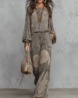 Cosima | Vintage-Paisley-Set in Graubraun