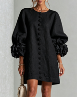 Hinan - Mini Kleid Mit Blumenmuster in Schwarz