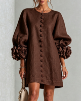 Hinan - Mini Kleid Mit Blumenmuster in Braun