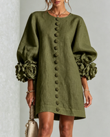 Hinan - Mini Kleid Mit Blumenmuster in Olivgrün