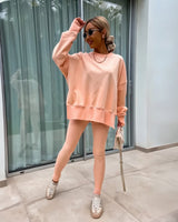YACHI™ - Entspanntes Sweatshirt mit langen Ärmeln und Hosenensemble in Orange