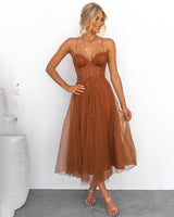 Franca - Zeitgemäßes, elegantes Midikleid in Braun