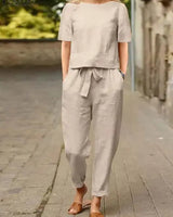 Leika | Zweiteiliges Leinen-Set in Khaki