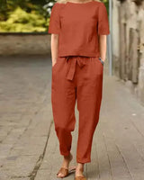 Leika | Zweiteiliges Leinen-Set in Orange