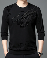Bequemes Herren-Sweatshirt mit Rundhalsausschnitt in Schwarz