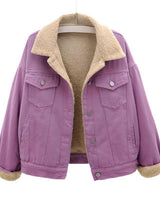 Eva | Damen Freizeit-Winterjacke mit Knopfleiste in Lila