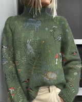 Arvessa | Warmer Blumiger Poloshirt in Animal Design