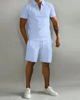 Magnus | Herren Polo Shorts Set in Hellblau