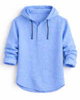 Alton - Atmungsaktiver Leinen-Hoodie in Blau