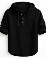 Alton - Atmungsaktiver Leinen-Hoodie in Schwarz