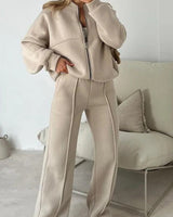 Zweiteiliges Set Mit Reißverschluss - Joelina in Beige