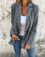 Eshania – Elegante Jacke Mit Karomuster in Grau