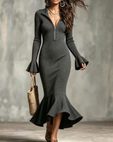 Terona – Fishtail-Kleid Mit Betonter Taille in Grau