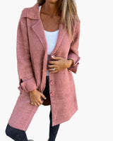 Karin | Damen Stylischer Button-Front Mantel im Relaxed Fit in Rosa