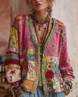 Galissa - Soft-Touch-Strickjacke mit V-Ausschnitt in Pink