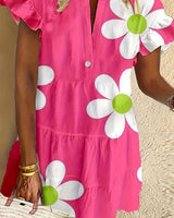 Elowen | Blumenmuster Kleid in Rosa