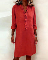 Dorelle - Luftiges Rüschen-Shirtkleid aus Leinen-Mix in Rot