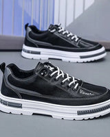 Herren Sneaker aus Kunstleder mit hoher Sohle - Bruno in Schwarz