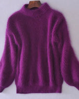 Lässiger Angora Strick Damenpullover - Livia in Lila
