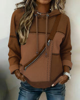 Soniya – Hoodie im Color-Block Schau mit Diagonalstreifen in Braun