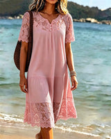 Kosana - Patchwork Kleid MIT Ausschnitten in Rosa