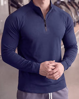 Zerdan – Langarm-Sweatshirt Mit Halbem Reißverschluss in Blau