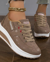Atmungsaktive Plattform-Sneaker für Damenmode in Braun