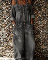 Bo | Denim Overall Jumpsuit mit Schulterriemen in Schwarz