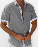 Kolby – Patchwork-Karo Hemd Mit Tasche in Grau
