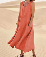 Tina™ - Sommer Leinenkleid in Orange
