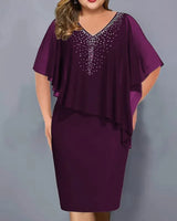 Amelie – Chiffon-kleid MIT V-ausschnitt Und Strassverzierung in Violett