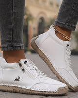 Bettina  | Damen Bequeme Schnürschuhe mit Reißverschluss in Weiß