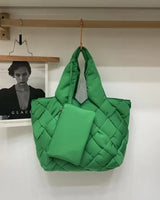 Gesteppte Damen-Shopper-Tasche aus Canvas - Sara in Grün