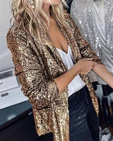 Damen Glänzend Leicht Blazer | Stilvoll in Gold