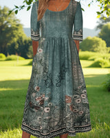 Jeeni – Kurzärmeliges Kleid Mit Blumenmuster in Grün