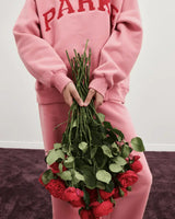 Damen Varsity Sweatshirt in Rosa mit Roten Buchstaben