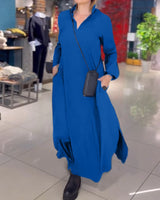 Kesslyn - Soft-Touch Shiftkleid in Maxi-Länge in Blau