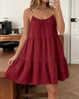 Masley – Minikleid mit Spaghettiträgern Und Lockerer Passform in Burgund