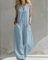 Farella - Jumpsuit mit weitem Bein und lockerer Passform in Blau