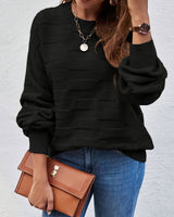 Annastina - Lässiger Langarm Pullover Mit Rundhalsausschnitt in Schwarz