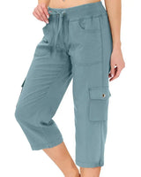 Mileni - Bequeme Caprihose Mit Hoher Taille Und Praktischen Taschen in Himmelblau
