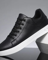 Rex | Herren Leder-Sneaker Low-Top Cupsole Casual in Schwarz
