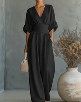 Ainslee - weicher, weit geschnittener Jumpsuit in Schwarz