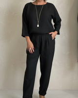 Lurei - Zweiteiliges Premium-Set aus Leinen in Schwarz