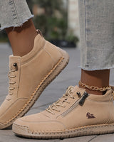 Bettina  | Damen Bequeme Schnürschuhe mit Reißverschluss in Khaki
