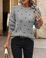 Gergana – Gestrickter Pullover Mit Polka-Punkte in Grau