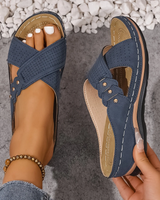 Sorrel - ergonomische Keilsandaletten in Blau