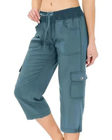 Mileni - Bequeme Caprihose Mit Hoher Taille Und Praktischen Taschen in Blau