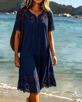 Kosana - Patchwork Kleid MIT Ausschnitten in Blau